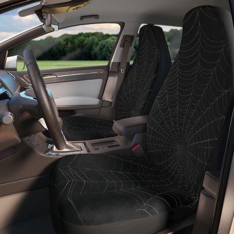 Set of 2 Black Spider Web Polyester Car Seat Protector Goth Car Accessories Gift for Her Spooky Goth Seat Cover Trendy Car Accessories - Etsy Australia Goth Car, Car Accessory Gifts, Car Deco, Cool Car Accessories, Car Seat Protector, Seat Protector, Black Spider, Black Car, Future Car