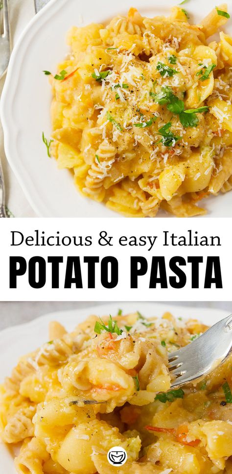 Pasta Potato Recipes, Pasta And Potatoes Italian, Pasta With Potatoes Recipes, Meatless One Pot Meals, Potato And Pasta Recipes, Potato Pasta Recipes, Pasta And Potatoes Recipes, Miracle Pasta, Pasta With Potatoes