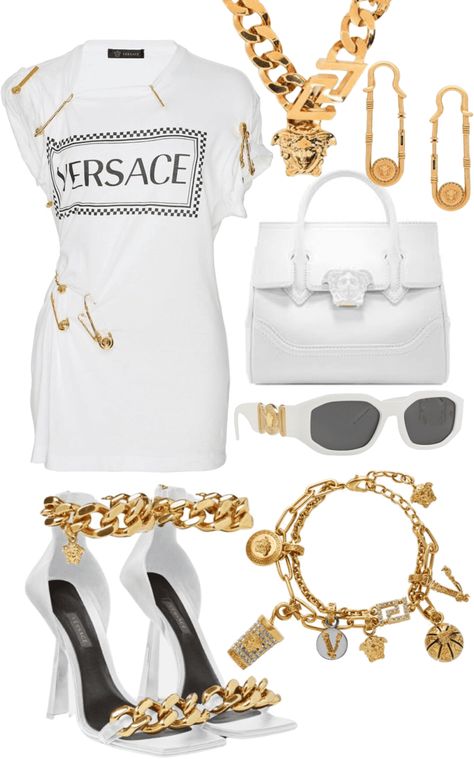 Versace Outfits For Women, Versace Outfit Women Casual, Versace Inspired Outfit, Versace Outfit Women, Louis Vuitton Outfit Ideas, Versace Heels, Chic Black Outfits, Hoodie Jacket Women, Louis Vuitton Outfit