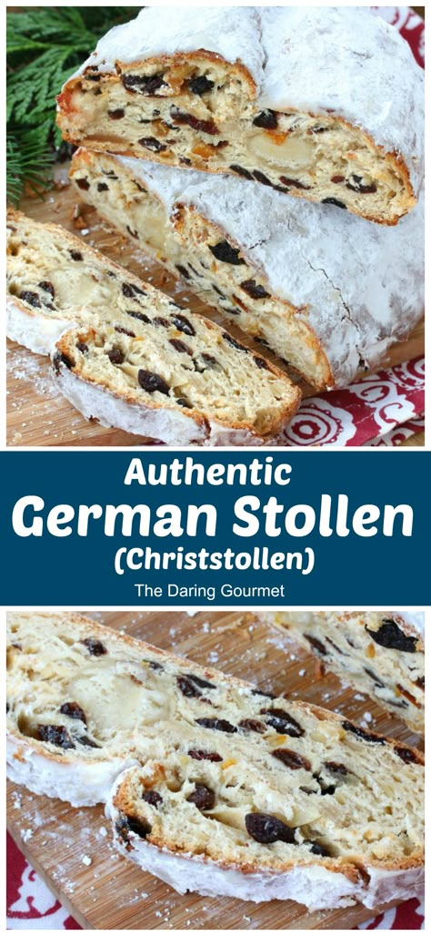 German Christmas Bread Stollen, German Christmas Baking Recipes, Stolen German Bread, German Sweet Bread Recipes, German Christmas Stolen, German Holiday Desserts, Swedish Foods Traditional, Bread Recipes For Christmas, Christmas Stollen Bread