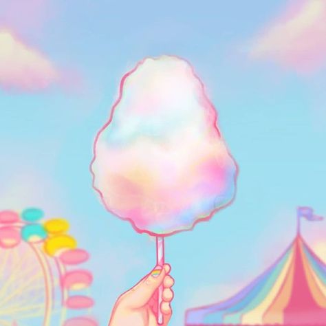 Cotton Candy Watercolor, Candy Drawing Aesthetic, Cotton Candy Drawing, Cotton Candy Illustration, Cotton Candy Aesthetic, Cotton Candy Flavors, Cotton Candy Art, Candy Aesthetic, Collage Supplies