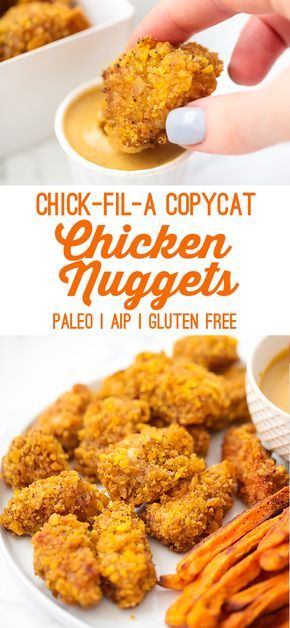 These paleo crispy chicken nuggets are the ultimate chick-fil-a copycat, complete with a honey mustard dipping sauce. Plus, they're even AIP compliant, and made without eggs! Crispy Chicken Nuggets, Honey Mustard Dipping Sauce, Chick Fil A Sauce, Autoimmune Paleo Recipes, Mustard Dipping Sauce, Aip Paleo Recipes, Paleo Lunch, Aip Recipes, Paleo Chicken