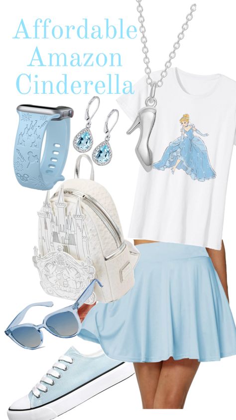 Affordable Amazon Cinderella themed outfit women. Cinderella Disney Outfit, Cinderella Disneybound, Kids Disney Outfits, Cinderella Outfit, Disney Bound Outfits Casual, Disney Trip Outfits, Disney Outfits Women, Disney Bachelorette, Disney Princess Outfits