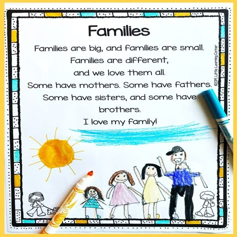 All About Me Poems For Preschool, All About Me Poem, Family Poems For Kids, Preschool Families Activities, Classroom Morning Routine, School Poems, Elementary Poetry, Family Preschool, Back To School Poem