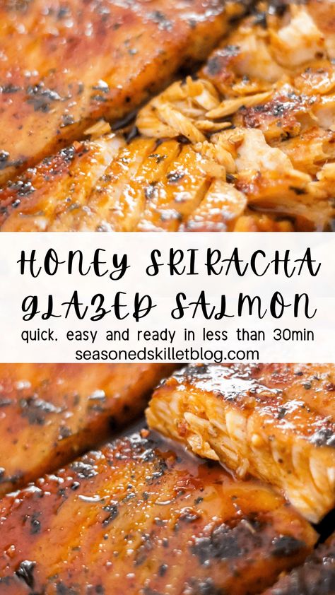 Salmon Honey Siracha Recipes, Siracha Recipes, Spicy Salmon Recipes, Honey Sriracha Salmon, Bbq Salmon Recipes, Oven Baked Salmon Recipes, Salmon Recipes Oven, Sriracha Salmon, Seafood Delight