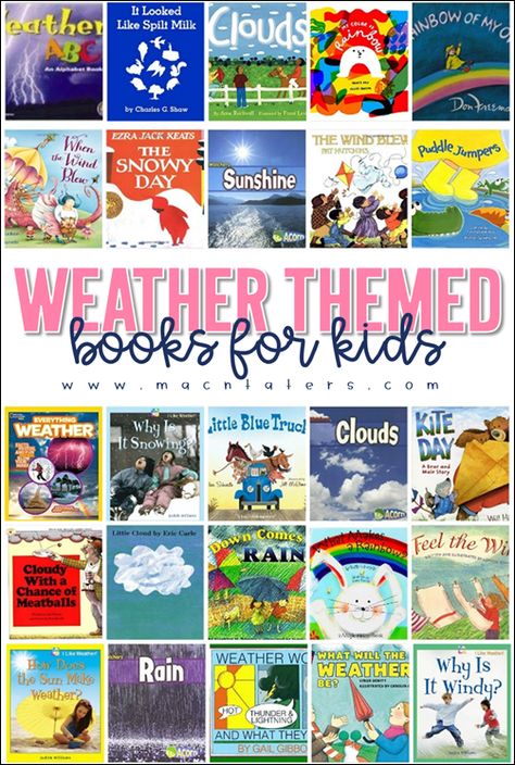 Weather Books for Kids Weather Activities For Kids, Reading Suggestions, Weather Books, Preschool Weather, Homeschool Fun, Homeschooling Preschool, Weather Words, Weather Science, Nature Books