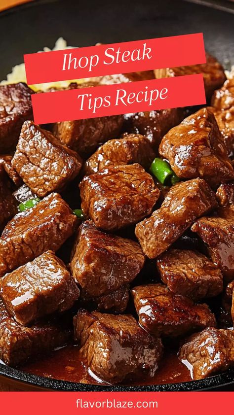 Ihop Steak Tips Recipe – Flavor Blaze Ihop Sirloin Tips And Eggs Recipe, How To Cook Steak Tips On Stove, How To Make Beef Tips, No Peek Steak Tips, Copycat Ihop Beef Tips, Best Steak Tips Recipe, Tough Steak Recipes, Sirloin Steak Tips Recipes, Beef Top Round Steak Recipes