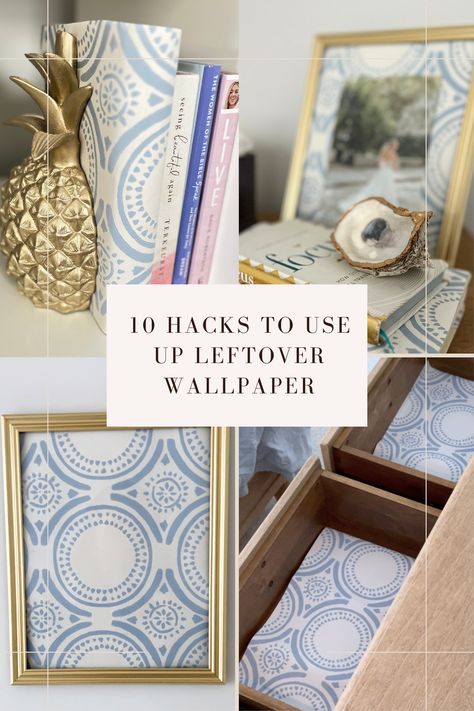 Turn those remnants into fabulous home decor, from funky furniture revamps to quirky wall accents. 🛋️💖 Dive into the world of creative recycling and make your home the talk of the town! 🏡🗣️ Who knew leftovers could be this much fun? 🎨🔮 Check out the blog for more! Crafts With Wallpaper, Scrap Wallpaper Ideas, Wallpaper Scraps Projects, Wallpaper Samples Crafts, Peel And Stick Wallpaper On Furniture, Leftover Wallpaper Ideas, Diy Wallpaper Ideas, Leftover Wallpaper, Serena And Lily Wallpaper