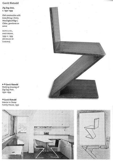 Rietveld zig Zag Zig Zag Interior Design, Zig Zag Architecture, Zig Zag Chair, Exhibition Museum, Mobile Sculpture, Gerrit Rietveld, Perspective Drawing Lessons, Back Garden Design, Working Drawing