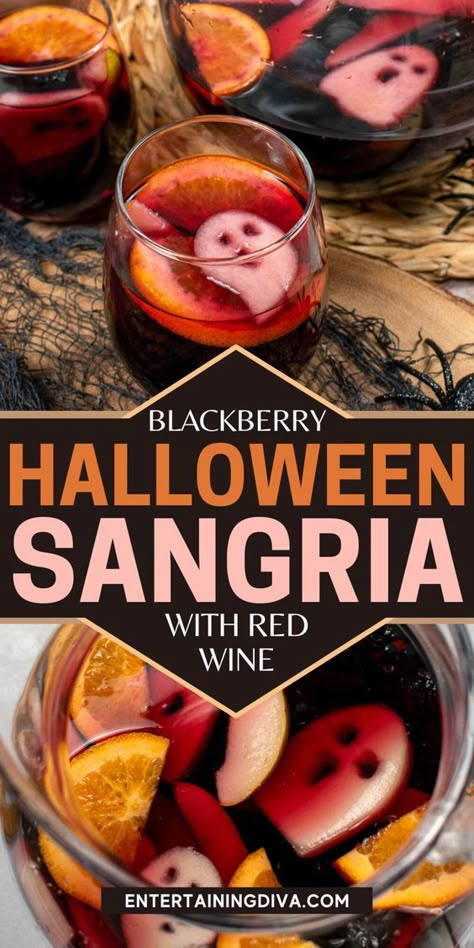 Halloween Sangria, Blackberry Brandy, Blackberry Sangria, Halloween Jello, Halloween Party Drinks, Recetas Halloween, Halloween Drinks Alcohol, Halloween Breakfast, Halloween Punch