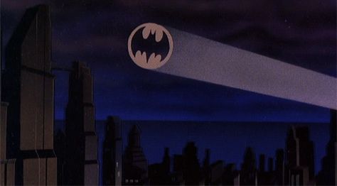 Batman looking up at the Batsignal  Maudit animated GIF Batman Signal, Batman Gif, Batman Sign, Batman Light, Book Gif, Dark Deco, Batman Cartoon, Belle Cosplay, Caped Crusader