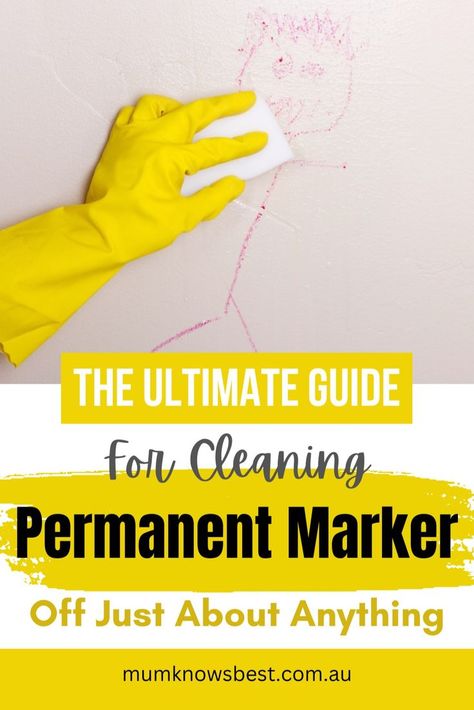 The ultimate guide for cleaning permanent marker off just about anything - by Mum Knows Best. Removing Permanent Marker, Remove Permanent Marker, Marker Stain, Cleaning Guide, Permanent Marker, Board Books, Painting Cabinets, Cleaning Tips, Step By Step Instructions