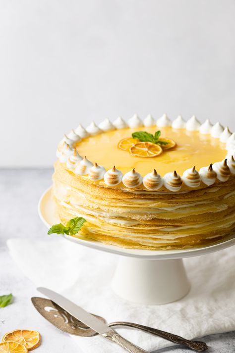 Lemon Crepe Cake Lemon Crepe Cake, Lemon Crepe, Philo Dough, Mille Crepe Cake, Mille Crepes, Lemon Crepes, Crepe Cake Recipe, Easy Lemon Curd, Ideas For Short Nails