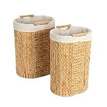 Organize Laundry, Laundry Hamper Cabinet, Woven Laundry Basket, Housewares Store, Towel Organization, Bathroom Trash Can, Clothes Hamper, Bathroom Storage Organization, Wood Handles