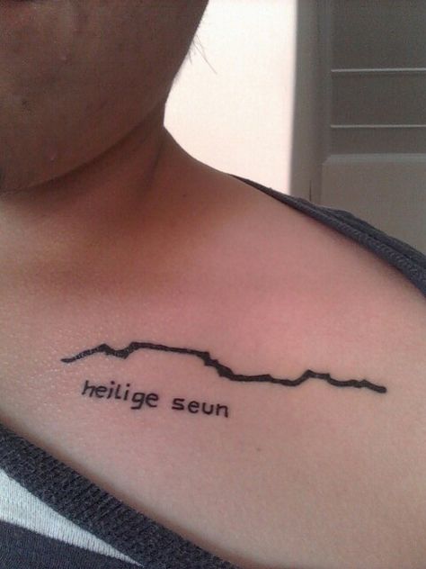 Heilige Seun: Holy Son in Afrikaans and Tabke Mountain Outline Mountain Outline, Tattoo Quotes, Tatting, Tattoos