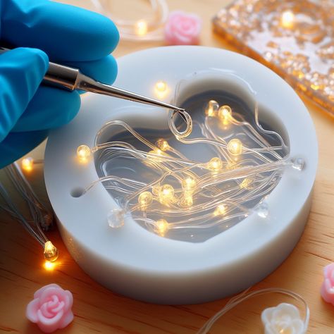 How To Embed Leds In Resin - Detailed Guide For Beginners - Hirosart Resin Art Templates, Resin Pictures Diy Photo, Lights In Resin, Resin For Beginners, Resin Memorial Ideas, Resin Ideas Projects, Resin Craft Ideas, Resin Design Ideas, Uv Resin Ideas