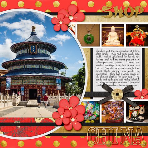 China layouts (General) - Page 11 - MouseScrappers.com China Scrapbook Layouts, China Scrapbook, Japan Scrapbook, Trip Scrapbook, Scrapbooking Layouts Travel, School Trips, China Trip, Spellbinders Dies, Scrapbook Design Layout