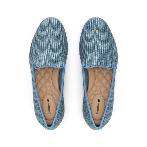 The Starling | Blue Woven Raffia Women's Flat | Birdies Over 60 Fashion Classy, Blue Weave, Spring Flats, Classy Outfits For Women, Over 60 Fashion, 60 Fashion, Woven Raffia, Comfortable Flats, Starling