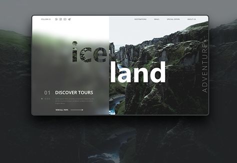 Travel Landing Page Iceland on Behance Web Banner Design Layout, Web Banner Design Creative, Web Design Landing Page, Landing Page Design Inspiration, Mises En Page Design Graphique, Web Design Websites, Website Design Inspiration Layout, Web Design Examples, Creative Website Design