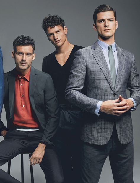 Top Models for Details Magazine Fashion Issue, Photo by Mark Seliger. Styling by Benjamin Sturgill. Hair by Charlie Taylor at Bridge for Bumble & Bumble. Grooming by Valery Gherman. Arthur Kulkov, Simon Nessman, Sean O'Pry. Simon Nessman, Noah Mills, Men In Suits, Top Male Models, Details Magazine, Sean O'pry, Group 3, Gq Style, Fashion Cover