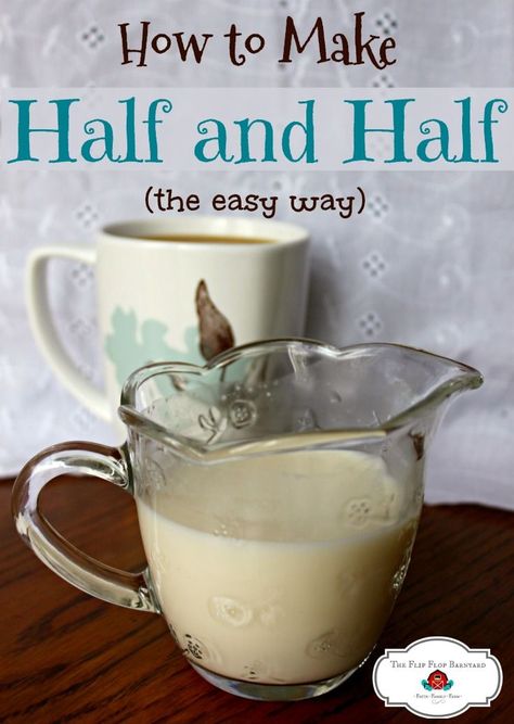 How to make half and half. Making half and half at home is so easy. There's nothing like a big cup of coffee with delicious homemade half and half cream in it. DIY half and half is the best! via @BarnyardJen Diy Half And Half, Half And Half Substitute, Half Recipe, Big Cup Of Coffee, Half And Half Recipes, Half And Half Cream, Olive Oils, No Dairy Recipes, Half And Half