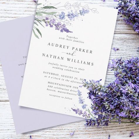 Details Wedding Invitation, Lavender Floral Wedding, Lavender Invitation, Lavender Wedding Theme, Lavender Wedding Invitations, Popular Wedding Invitations, Sage Wedding, Purple Wedding Invitations, Wedding Invitations Romantic