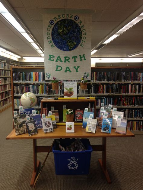 April 2017.   Earth. Day  2017 Book Shops, Library Book Displays, Earth Book, Book Displays, Library Display, Library Displays, Reduce Reuse Recycle, Day Book, Reuse Recycle