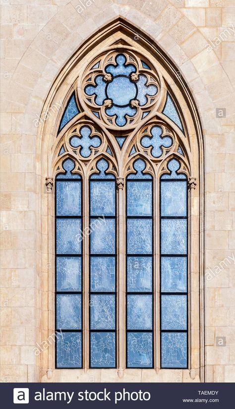 Download this stock image: Ornamented window of a cathedral in gothic style - TAEMDY from Alamy's library of millions of high resolution stock photos, illustrations and vectors. Church Window, Gothic Windows, Gothic Pattern, Glass Window Art, Cathedral Windows, Gothic Cathedral, Church Windows, European Architecture, Gothic Design