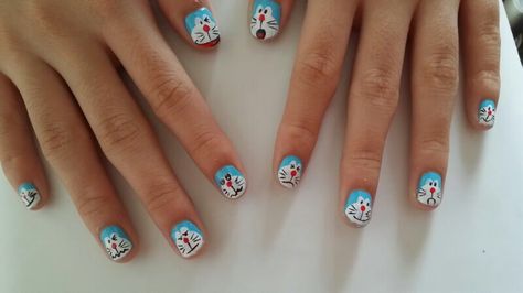 Doraemon nail art (perlu dicoba) <3 Doremon Nail Art Designs, Doraemon Nail Art, Nail Art Cute, Cartoon Nails, Nail Art For Kids, Florence Art, Art Story, Art Cute, Online Images