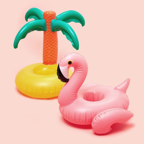 pools and parties. sun and summer. flamingos and private islands. some things are just better together, like these drink floaties from sunnylife. just don’t blame the floats if they go all gilligan on Drink Floaties, Shoes Campaign, Kid Dresses, Its My Birthday Month, Island Party, Pool Floaties, Pool Party Decorations, Flamingo Beach, Diy Water