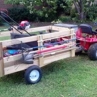 Lawn Care Trailer Setup, Lawn Tractor Trailer, Utility Trailer Upgrades, Lawn Trailer, Trailer Upgrades, Garden Tractor Attachments, Lawn Mower Trailer, Walk Behind Mower, Trailer Diy