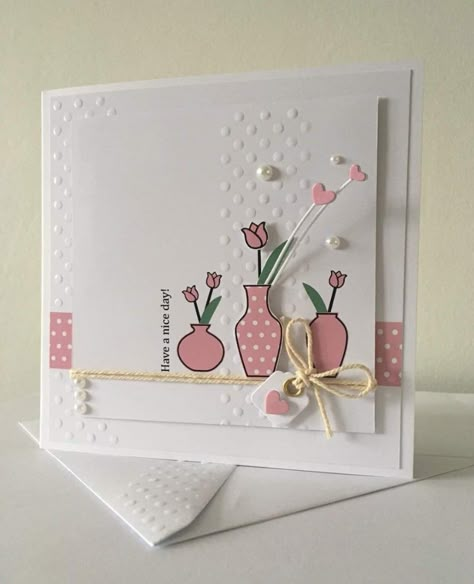 Shayne Eddie, Vase Cards, Flowers In Vases, Square Cards, Clean And Simple Cards, Hand Made Greeting Cards, Cas Cards, Making Greeting Cards, Spring Cards