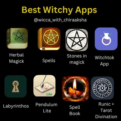 Follow us for more wicca related content ❤️ Witch Apps Iphone, Tech Witchcraft, Apps For Witches, Witch Basics, Witchy Apps, Witch Apps, Spiritual Remedies, Candle Color Meanings, Witch Powers