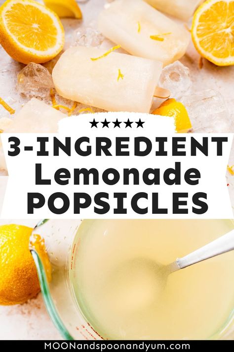 Lemonade Popsicle Recipes, Simple Popsicle Recipes, Lemon Popsicles Recipes, Diy Healthy Popsicles Kids, Homemade Fruit Popsicles Healthy, Healthy Toddler Popsicle Recipes, Healthy Kid Popsicle Recipes, Juice Popsicles, Lemon Popsicles