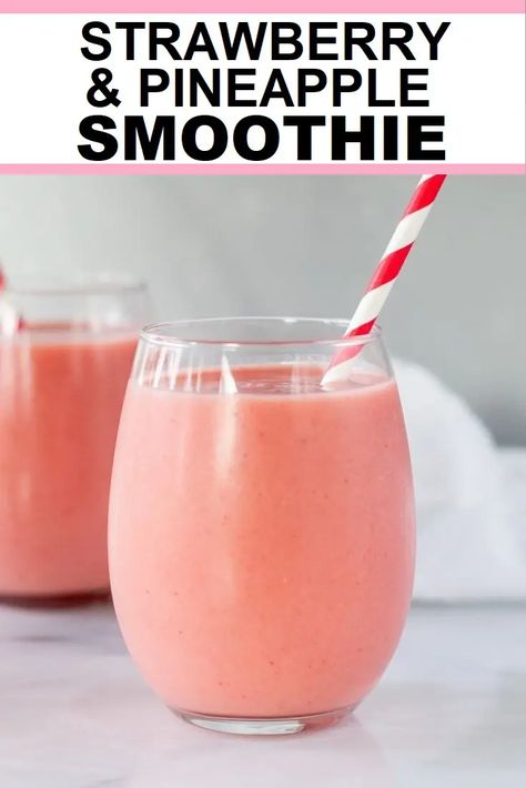 Start your day off right with a great tasting, and naturally healthy Strawberry Pineapple Smoothie. There are only 3 base ingredients in this strawberry smoothie with lot's of optional add-ins. Strawberry Pineapple Smoothie, Blend Jet, Berry Smoothies, Pineapple Smoothie Recipes, Smoothie Recipes Strawberry, Protein Smoothies, Healthy Strawberry, Smoothie Drink Recipes, Smoothie Detox