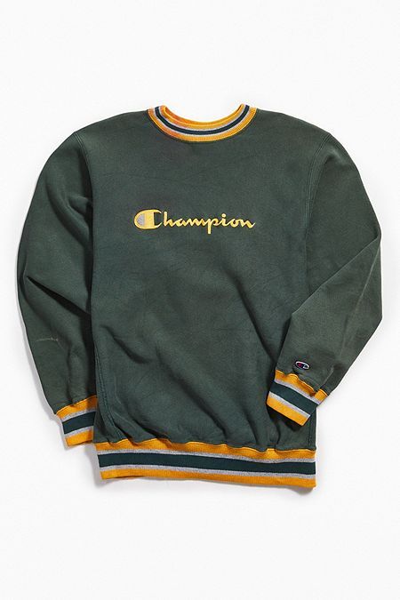 Vintage Champion Green Ringer Crew Neck Sweatshirt Vintage Hoodies 90s, Indie Fashion Men, Indie Men, Vintage Nike Sweatshirt, Black Men Street Fashion, Men Street Fashion, Vintage Mens Fashion, Sweatshirt Outfit, Vintage Hoodies