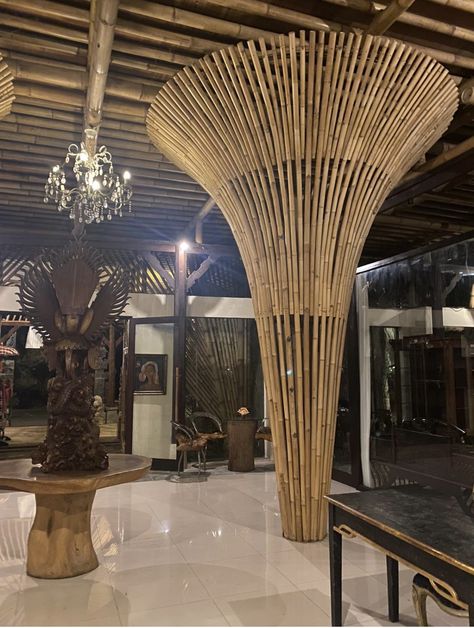 Bamboo Column Design, Bamboo Column, Rooftop Bar Design, Bamboo Restaurant, Column Ideas, Bamboo Building, Container Restaurant, Outdoor Restaurant Design, Bamboo Architecture