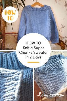 Learn how to knit a free super chunky sweater pattern in a weekend! | Learn how to knit with LoveCrafts.com Chunky Knit Sweater Pattern Free, Pola Sweater, Chunky Sweater Pattern, Chunky Knit Sweater Pattern, Easy Sweater Knitting Patterns, Super Chunky Knit, Knitting Patterns Free Sweater, Diy Kostüm, Sweater Chunky