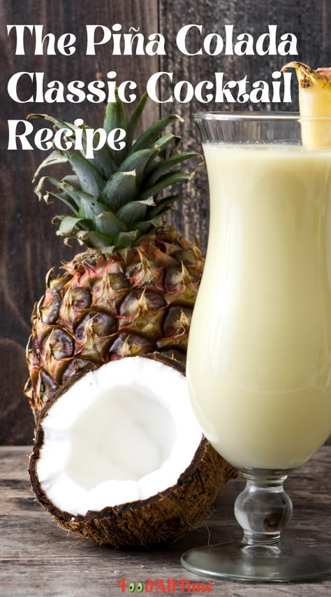 The Pina Colada recipe is one everybody must know. It’s a summertime classic cocktail recipe that deserves more reverence than it gets. Cooks Country Pina Colada, Pina Colada With Malibu Rum, Pitcher Of Pina Colada Recipe, Best Piña Colada Recipe Alcohol, Pino Colada Recipe, Pina Colada Rum Cake, Classic Pina Colada Recipe, Pena Colada Recipe, Pina Colada Recipe In A Pineapple