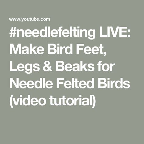 #needlefelting LIVE: Make Bird Feet, Legs & Beaks for Needle Felted Birds (video tutorial) Needle Felted Birds, Birds Beak, Birds Video, Felted Birds, Bird Beaks, Bird Gif, Needle Felting Tutorials, Diy Birds, Faux Taxidermy