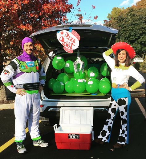 Trunk or treat, the claw, pizza planet, the chosen one, Gods chosen ones, jessie and buzz light year, toy story, balloons, couples costumes, Halloween, birthday party Buzz Light Year And Jessie Costume, Trunk Or Treat Ideas For Couples, Toy Story Halloween Trunk Or Treat, Trunk Or Treat Ideas Couples, Toy Story Trick Or Trunk, Buzz Lightyear Trunk Or Treat, Toy Story Alien Trunk Or Treat, Diy Toy Story Trunk Or Treat, Couple Trunk Or Treat Ideas