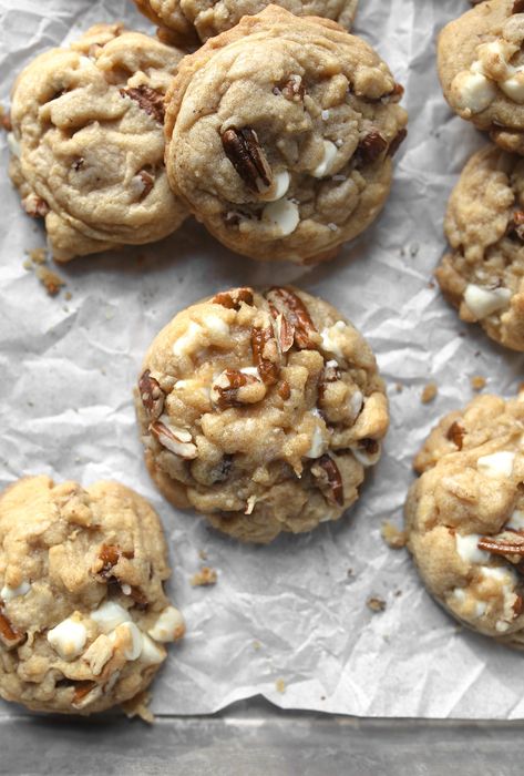 BROWN BUTTER MAPLE PECAN COOKIES — Leyland House Brown Butter Holiday Cookies, Maple Almond Cookies, Brown Butter Maple Pecan Cookies, Maple Pecan Cookies Recipe, Maple Butter Cookies, Maple Chocolate Chip Cookies, Brown Butter Maple Cookies, Browned Butter Cookies, Oatmeal Pecan Cookies