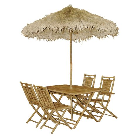 Outdoor Bamboo54 Palapa Wood 6 Piece Rectangular Patio Dining Set Backyard Bamboo, Bamboo Tables, Bamboo Table, Bamboo Furniture, Cafe Art, Fire Pit Table, Island Style, Patio Dining Set, Tropical Decor