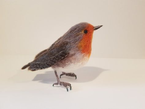 Robin Nest, Needle Felted Birds, Tovad Ull, Felted Birds, Robin Redbreast, Needle Felted Christmas, Bird Stand, Bird Christmas, Needle Felting Kits