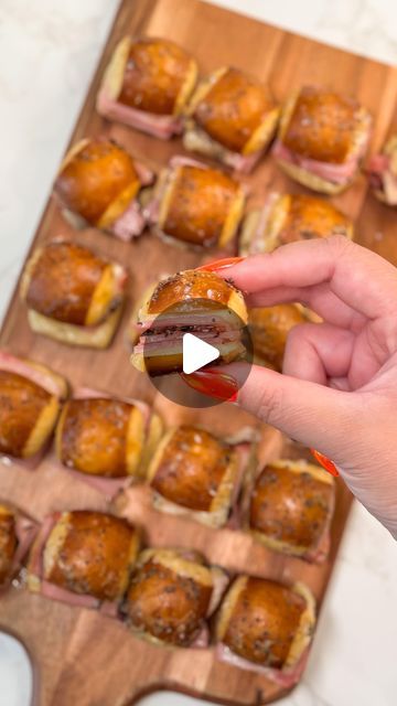 KING'S HAWAIIAN® on Instagram: "🥨 MINI HAM & SWISS BITES! 😍
 
Ingredients:
-King’s Hawaiian Pretzel Bites
-Honey ham (cut into small bite-sized squares)
-Swiss cheese
-1/2 tbsp poppy seeds
-1 tbsp Dijon mustard
-1/4 c butter (melted)
-1/2 tbsp onion powder
-1/2 tsp Worcestershire sauce
 
Preparation:
1. Slice King’s Hawaiian Pretzel Bites in half (lengthwise)
2. Assemble mini Ham & Swiss bites with sliced ham and Swiss cheese
3. Mix melted butter, Dijon mustard, Worcestershire sauce, poppy seeds, and onion powder, then brush on top of Ham & Swiss bites
4. Cover bites with foil and bake at 350 for 10 minutes (or until cheese is melted), then remove foil and bake an additional 3-5 minutes
 
#kingshawaiian" Symphony X, Ham And Swiss, Honey Ham, Mini Pretzels, Football Party Food, Delicious Appetizer Recipes, Party Appetizers Easy, Sliced Ham, Party Food Platters