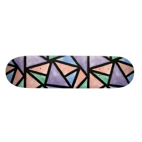 Diy Skateboard Deck, Skateboard Inspiration, Painted Skateboard, Skateboard Ideas, Custom Skates, Diy Skateboard, Skateboard Designs, Watercolor Geometric, Skateboard Deck Art