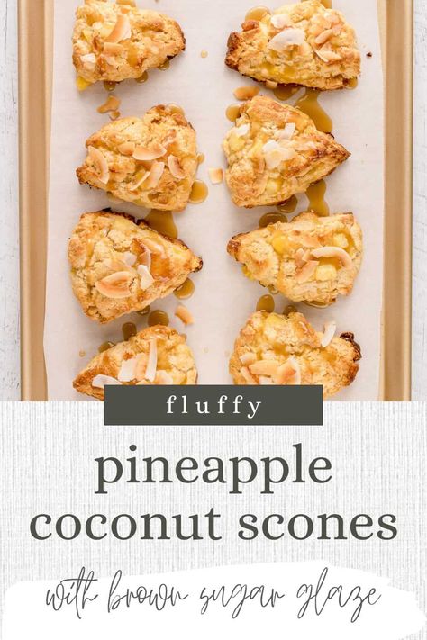 Coconut Scones Recipe, Fresh Pineapple Recipes, Buttery Scones, Fruit Scones Recipe, Coconut Scones, Macadamia Nut Pancakes, Cherry Scones, Cinnamon Roll Recipe Homemade, Fruit Scones