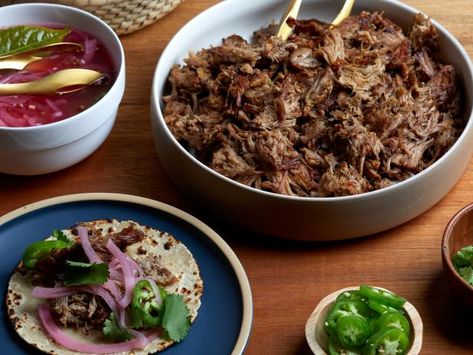 Slow Cooker Pork Carnitas Food Network, Pork Carnitas Recipe, Jeff Mauro, Pork Carnitas Slow Cooker, Delicious Slow Cooker Recipes, Carnitas Recipe, Mexican Dish, Tandoori Masala, Stick Butter