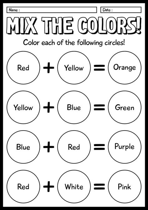 This printable color-mixing worksheet is perfect for helping children learn about primary and secondary colors through hands-on activities. Get your free copy and make learning fun and engaging for your little ones. #ArtEducation #ColorTheory #PrintableWorksheet #printablecolor-mixingworksheet Color Mixing For Preschool, Color Mixing Worksheet Free Printables, Color Theory For Kids, Color Mixing Activities Preschool, Primary Colors Worksheet, Preschool Color Mixing, Color Mixing Worksheet, Glue Activities, Colors Worksheet