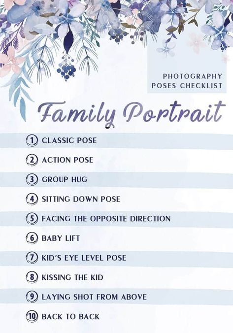 Family Portrait Photography Poses, Natural Portrait, Photo Checklist, Pose Portrait, Family Portrait Poses, Photo Prompts, Family Picture Poses, Portrait Photography Men, Photography Poses Family